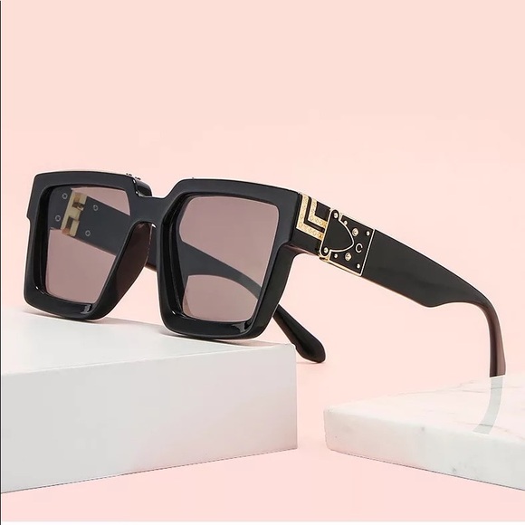 Luxury Brand Men Designer Square Frame Clear Lenses Glasses Gold Black - Picture 9 of 11